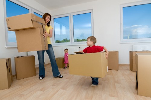 Loading furniture and boxes into a hire truck for a Highbury relocation