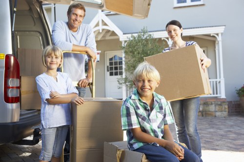 House removalists handling packed boxes and household items safely