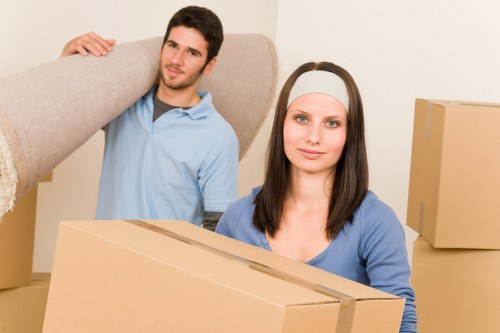 Furniture and boxes being moved from a Highbury apartment